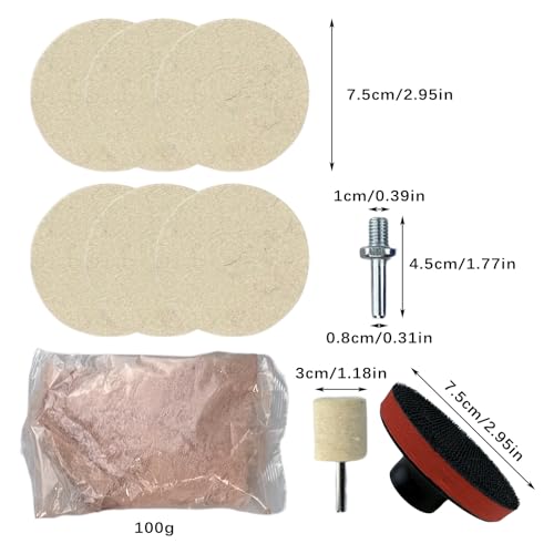 9Pcs/Set Glass Polishing Kit, 100g Cerium Oxide Powder Polishing Kit with Towel Polishing Wheels Set Polish Pads, Deep Scratch Remover for Windscreen and Glass Repair - color: 2