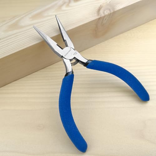 KAIHAOWIN 5" Mini Needle Nose Pliers - 5 Pack, Precision Small Long Nose Pliers for Jewelry Making & Wire Cutting, Spring Loaded Thin Needle Nose Pliers Set, Rustless High Carbon Steel - size: 5x Needle Nose