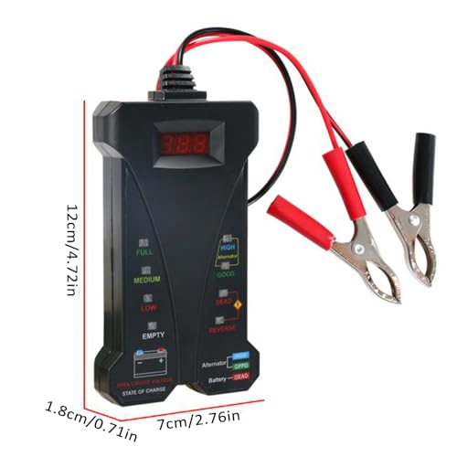 Shkalacar Car Battery Tester, 12V Tester Automotive Tester Digital Auto Battery Analyzer Charging Cranking System Tester for Truck Marine Motorcycle SUV Boat