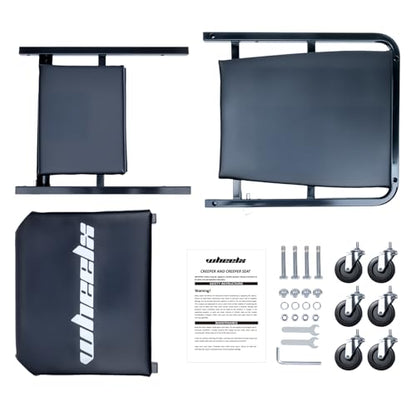 Mechanic Creeper 36 inches 3-in-1 Mode Z Seat 340lbs Capacity, Foldable Garage Adjustable Rolling Folding with 6pcs Wheels Roller, Lay Down Sit Lean Back, Under Car Auto Repair, Black, Man Gift - color: Black