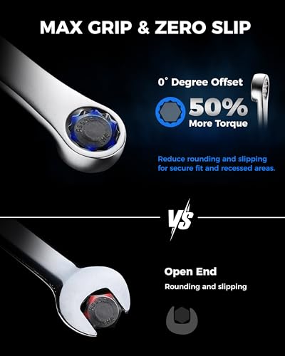 toolant 17mm Extra Long Ratcheting Wrench Metric 90-Tooth | 90-tooth ratchet with 4° swing arc, CR-V steel construction and extra-long design provide smooth access and higher torque - size: 17mm