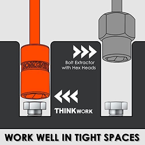 THINKWORK Broken Bolt Extractor Kit, 54 Pieces Easy Out Screw Extractor Set, Lug Nut Removal Tool with Left Hand Drill Bit Set for Removing Damaged, Frozen, Rusted, Rounded-Off Bolts, Nuts & Screws | for Damaged, Rusted, Rounded-Off, Stripped Fasteners, 6
