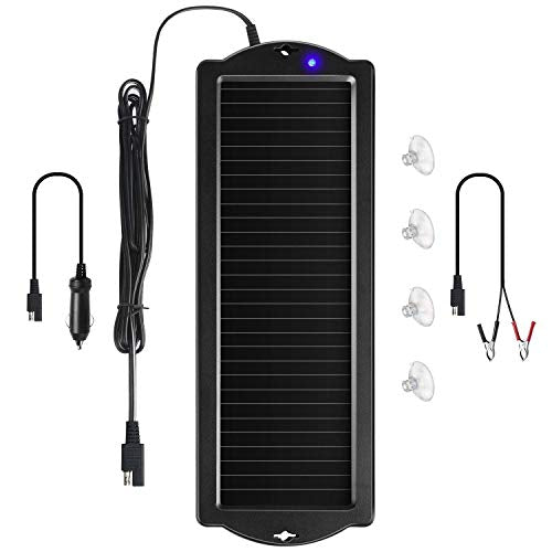 Sunway Solar Car Battery Trickle Charger & Maintainer 12V Solar Panel Power Battery Charger With Cigarette Lighter Plug Battery Clamp For Car Automotive Motorcycle Boat Marine Snowmobile Watercraft RV - size: 1.5W