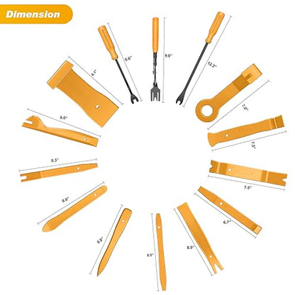 GOOACC 40Pcs Trim Removal Tool,Auto Terminal Removal Key Tool,Auto Clip Pliers Stereo Removal Tools,Car Upholstery Repair Removal Kit,Precision Hook and Pick Set,Wiring Threader,Car Film Scrape-Yellow - color: Yellow