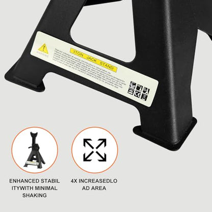 Heavy Duty Steel Jack Stand 3 Ton (6600 lb) with Double Locking and Large Foot Base, 11.44” to 16.75”Adjustable Height,Lifting for SUV, Truck,Black, 2 Pack (3 Ton) - size: 3 Ton