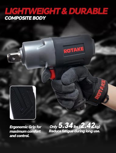 ROTAKE 3/4" Air Impact Wrench, 1400 ft-lbs, Twin Hammer, RT-5554 | 7200 RPM Speed, Heavy-Duty Aluminum Hammer Case, 5.34-lb Composite Body, 3-Speed Control, Light Trucks & Farm Equipment - size: 3/4" (1400 ft-lbs)RT-5554