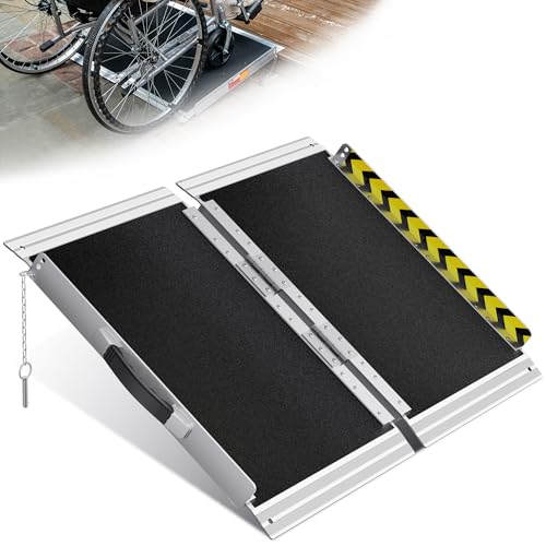 VNN Portable Wheelchair Ramp 2FT, Non-Slip Aluminum Ramps for Wheelchairs for Home, Handicap Wheelchair Ramps for Home Steps, Aluminum Loading Dock Plates - size: 2FT (Usable height 2-6 inch)