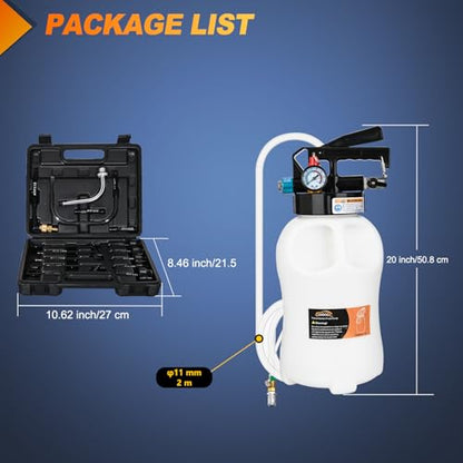 GOOACC Transmission Fluid Pump Kit 10L Automotive Pneumatic Oil Fluid Extractor ATF Refill Dispenser Transfer Pump with 15 ATF Filler Adapters 2.6 Gal 2 Way Vacuum Fluid Evacuator Oil Change Tool Set - size: 10L