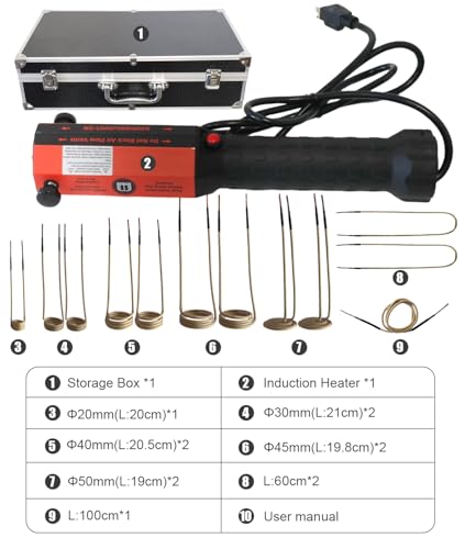 1200W Induction Heater for Bolt Removal - Magnetic Heating Nut Buster Tool with 12 Coils, Rusty Screw Removing for Mechanics & Car Automotive Repair - style: 1200W Induction Heater With 12Coils