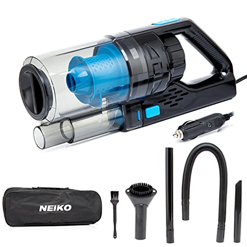 Neiko Portable Wet Dry Car Vacuum, High Power, Small Vacuum for Vehicle Detailing, 12V DC Power, Best for Automotive or Boat
