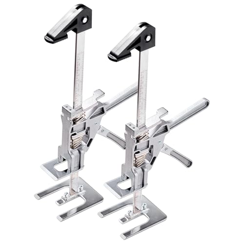 VEVOR Labor Saving Arm Jack, 2 PCS 220 lbs Bearing Capacity, Lifting up to 7.1", Metal Hand Lifting Jack Tool with Magnetic Level, Adjustable Height, for Door, Window, Furniture, Woodworking, Silver - size: L-12inch
