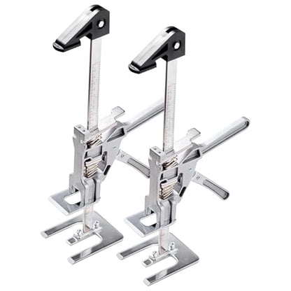 VEVOR Labor Saving Arm Jack, 2 PCS 220 lbs Bearing Capacity, Lifting up to 7.1", Metal Hand Lifting Jack Tool with Magnetic Level, Adjustable Height, for Door, Window, Furniture, Woodworking, Silver - size: L-12inch