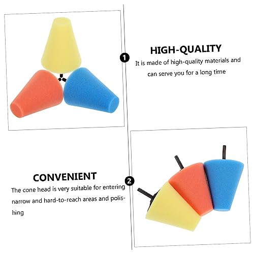 PRETYZOOM 9pcs Car Wheels Polishing Sponge Cone Kit Buffing Pads for Electric Drills Auto Detail Cleaning Tool for Wheel Orange Yellow
