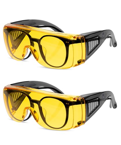 UNCO- Safety Goggles Over Glasses, Protective Goggles, Anti Fog, Work, Safety Glasses Over - color: Yellow Lens, size: 2 Pack