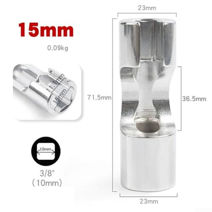 15mm Diesel Injector Fuel Line Socket Set 3/8" Drive Open Union Nut Sockets for Master Cylinder,Sensors & Pipes,Thermo Switches, Coolant,Brake Line - color: 15mm