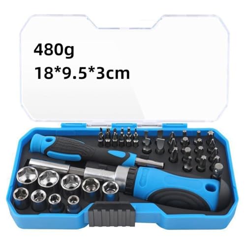 44-Piece Multifunctional Ratchet Screwdriver and Socket Tool Set with Precision Bits, Portable Case