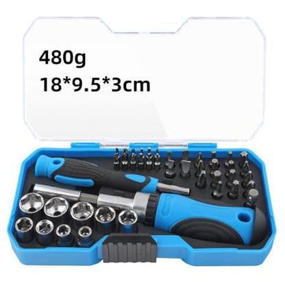 44-Piece Multifunctional Ratchet Screwdriver and Socket Tool Set with Precision Bits, Portable Case