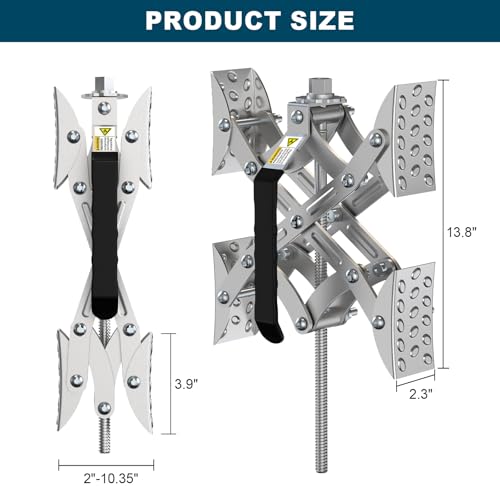 RV X Chocks Wheel Stabilizer for Travel Trailers, 2 Pack RV X-Shaped Wheel Chocks Open 2'' to 10'', Camper RV Tire Chock Stabilizers Locking Chock with Wrench for Travel Trailer Accessories