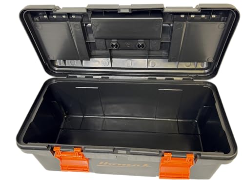 Homak Plastic Tool Box with Tray and Dividers, Black, 16 Inches - size: 16-Inch