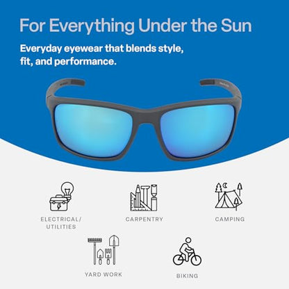 GGS Crevalle Sunglasses with Anti-Fog, Scratch-Resistant Lenses - color: Blue Mirror Lens, Matte Gray Frame, style: Anti-fog