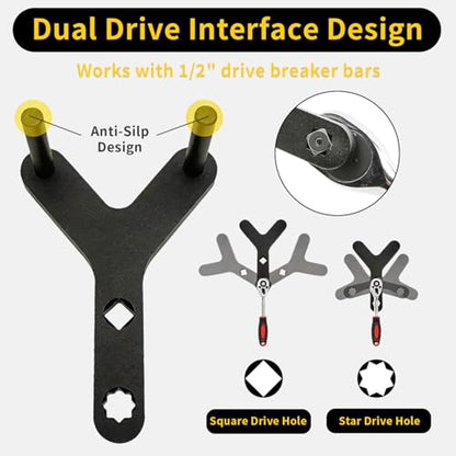 Lower Control Arm Prying Tool with 2 Extension Pole, 3PCS Pry Bar Wrench Adaptor & Strut Spreader, Ideal for Control Arm/Suspension Removal, Fits Most Front-Wheel Drive Vehicles - size: 7PCS
