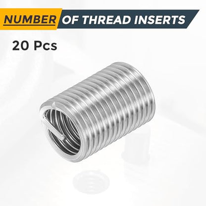 HARFINGTON 20pcs Wire Thread Repair Inserts M12 x 1.75 x 2.5D (30mm) Metric 304H Stainless Steel Helical Coiled Wire Screw Threaded Sleeve Sheath for Automotive Repairs - size: M12 x 1.75 x 2.5D