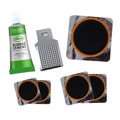Slime 1022-A Tube Rubber Patch Kit, for Bikes and Other Inflatables, Contains, 5 Patches, Scuffer and Glue - size: 5-Count, style: Rubber Patch Kit