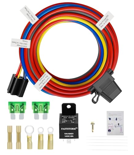 Electric Fuel Pump Relay Kit 12V Relay Bypass Switch Kit Fuel Pump Relay Wiring Harness Kit 60 Amp Waterproof Relay Kit Fit 12V System Heavy Duty Long Wires Universal Fit - color: Electric Fuel Pump Relay Kit