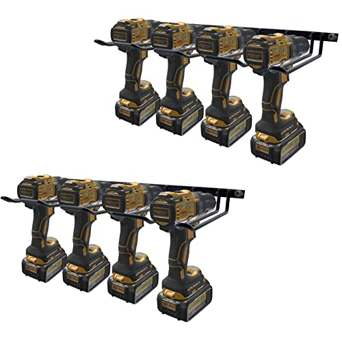 2 Pack Drill Holder, Power Tool Organizer Wall Mount, 80lb Heavy Duty Bearing Capacity Garage Storage, 4 Cordless Metal Shelf, Utility Storage Rack for Dewalt Cordless Tools Father Day Gifts - style: 2 Pack