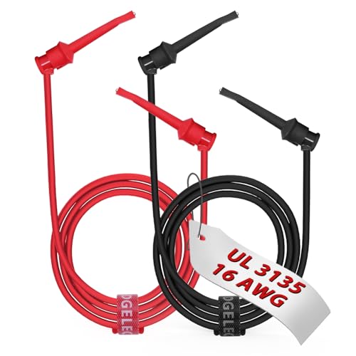 16 Gauge 2pcs/3.3Ft Dual Test Hook Clips UL3135, Heavy Duty Silicone Test Leads Set Jumper Wires Kit for Testing - EDGELEC - size: Dual End Hook