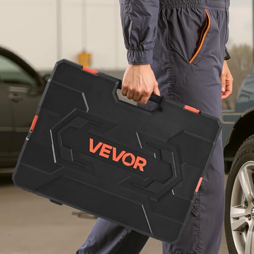 VEVOR Socket Set, 225 Pieces, 3/8 & 1/4 & 1/2 inch Drive Socket and Ratchet Set, SAE and Metric, Deep and Shallow, Mechanic Tool Kit with Bits, Accessories, Storage Case, CR-V Alloy Steel, for Repair - size: 1/4"&3/8"&1/2", style: 225 PCS