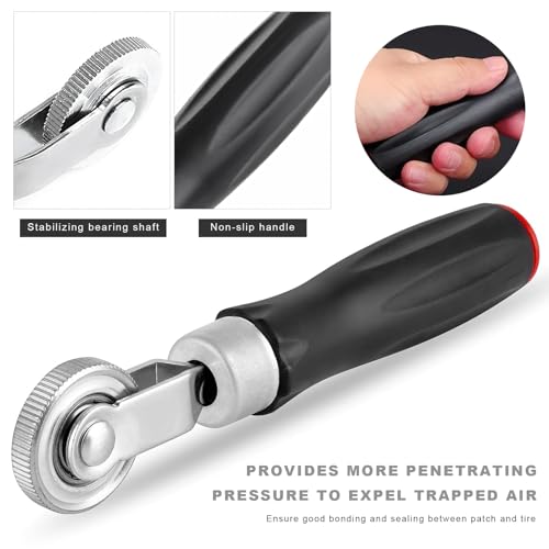 60PCS Tire Patch Kit, 32mm 42mm 58mm Round Rubber Tire Patches with Roller, Universal Tube Patch Tyre Puncture Repair Stitcher Tool for Car Truck Motorcycle Bicycle