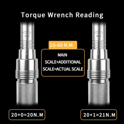 TYD 3/8 Inch Drive Click Torque Wrench Set, 10–60 Nm ±4% Precision | 72-Tooth Reversible Ratchet, Universal Joint, 10" Extension Bar & 2 Magnetic Sockets, Spark Plug Torque Kit for Motorcycle - style: TGZ-60 10-60N.m 3/8"