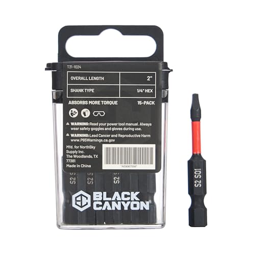 BLACK CANYON SQ1 Impact Square Bits, 15-Pack, 2-Inch Length, 1/4-Inch Hex Shank, S2 Steel Construction, Magnetic Tip for Impact Drivers, Drills & Power Tools - size: 15 Pack, style: SQ1