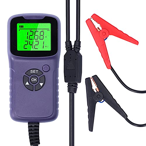 A300 Digital Car Battery Tester, Automotive Battery Analyzer with LCD Display, Tests CCA Voltage Resistance for 12V Flood AGM Gel Deep Cycle Batteries, Heavy Duty Clamp with Beep A (Purple) - color: Purple