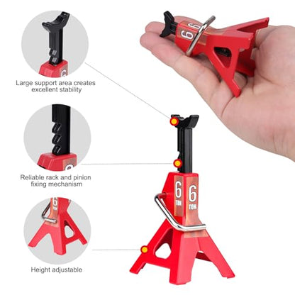 2-Pack RC Car Scale Jack Stands Metal 6 Ton Repairing Tool for 1/10 RC Crawler Truck TRX-4 Trx4 Axial SCX10 Wraith Gelande Tamiya CC01 RC4WD D90