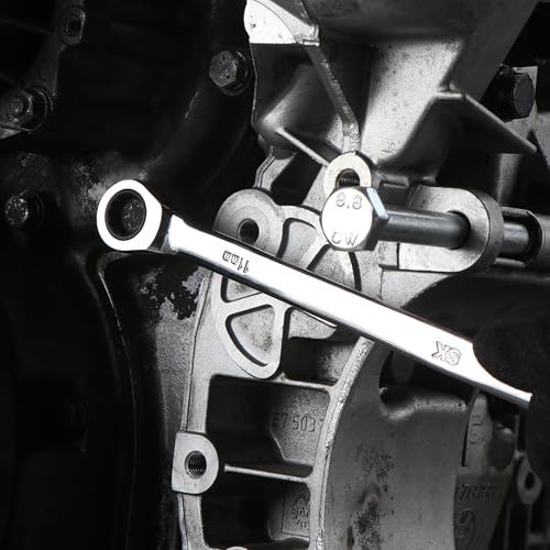SK Extra Long Ratcheting Wrench Set, Double Box End Wrench Set, 12-Piece, Metric, 8 mm to 19 mm, 72-Tooth, Premium CR-V Construction, with Rolling Pouch