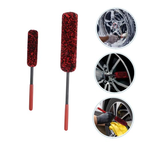 GANAZONO Wheel Brush Cleaner Set 2pcs Removable Tire Brush for Car Detailing Long Handle Wheel Cleaner for Auto and RV Washing for Brake Dust Road Grime Removal
