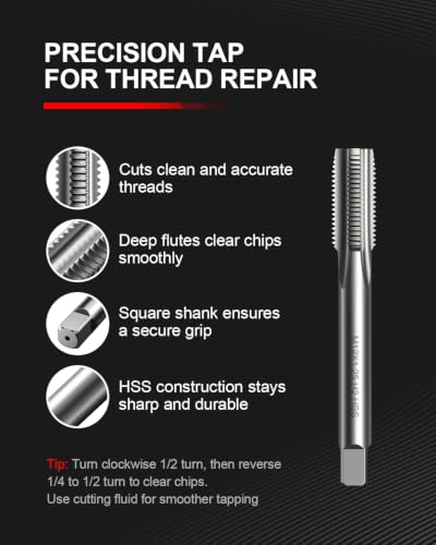 Kolvoii 42Pcs Metric Thread Repair Kit, M6 x 1.0, M8 x 1.25, M10 x 1.25, with HSS Drill Bits, Taps, Counterbores and Installation Tools, 30 Solid 304 Stainless Steel Thread Inserts - size: M6x1.0, M8x1.25, M10x1.25