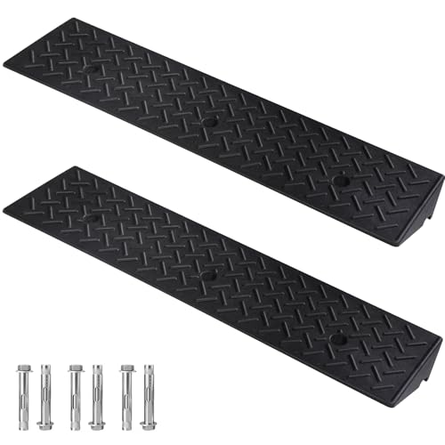 TNMT 2 Pack Curb Ramps for Driveway, 3 1/8" Height Rise Rubber Threshold Ramp for Wheelchair 3300 lbs Capacity, Shed Ramps for Riding Mower, Garage Ramp for Motorcycle, Loading Dock - size: 3 1/8" Rise