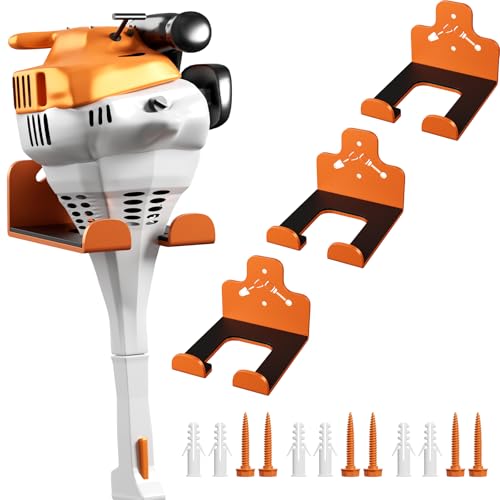 Garage Storage Trimmer Rack, Weed Whackers Holder Organizer Garden Power Tool Hanger Wall Mounted for Garage Trimmer, Hedge Trimmer, Grass Trimmer, Garden Tools,3 Packs(Orange) - color: Orange 3 Packs