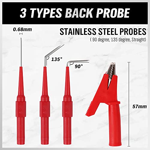 SWANLAKE 22-Piece Back Probe Kit, Multimeter Back Probe Pins with Test Leads and Alligator Clips, Automotive Electrical Circuit Diagnostic Tool Set for Car Repair - color: 22PCS Milti-color
