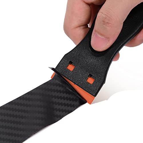 EHDIS 1.5" Plastic Razor Scraper Tool with 10pcs Double Edged Blades for Adhesive Remover,Removing Labels Stickers Decals Taping on Glass Windows(True Black) - color: True Black