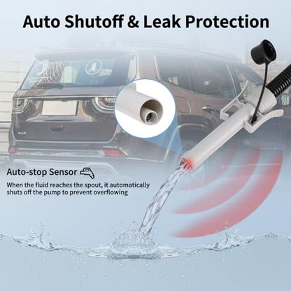 Fuel Transfer Pump (3.2GPM) with Auto-Stop Sensor, 51" Hose Automatic Gas Pump Transfer with 4 Gas Can/Racing Can Fittings, USB and Battery Powered Portable Siphon Pump for Oil, Gasoline, Diesel - style: Auto Stop Nozzle