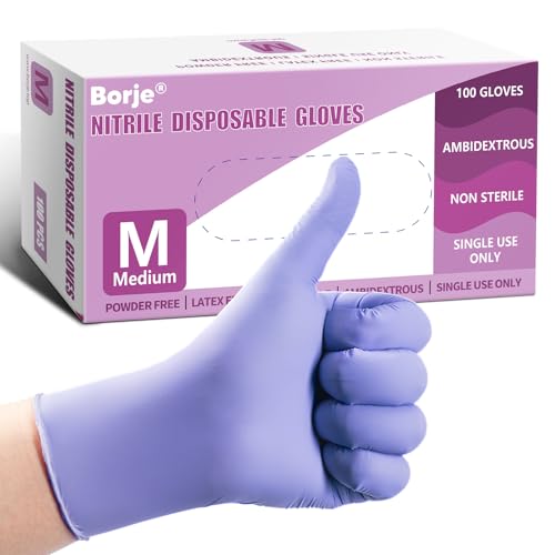 Borje Disposable Nitrile Gloves, Cooking, Cleaning, Food Safe - color: Iris Blue of 100, size: Large