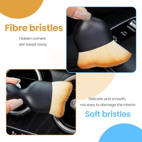 2PCS Car Interior Cleaning Brushes Set, 2-in-1 Dual-Head Vent Detail Brush with Curved Wave Design, Soft Bristles for Car & Makeup