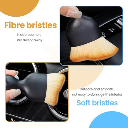 2PCS Car Interior Cleaning Brushes Set, 2-in-1 Dual-Head Vent Detail Brush with Curved Wave Design, Soft Bristles for Car & Makeup