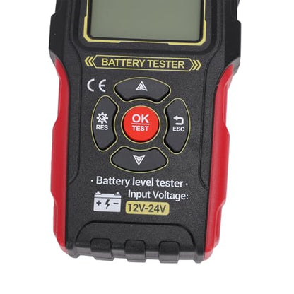 Digital Battery Analyzer with Backlight CCA Tester for Batteries, Bad Contact Alert, Onekey Precise Testing, Portable Car Battery Life Checker for Outdoor Repairs