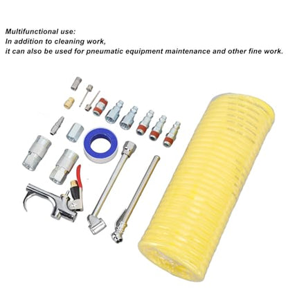 Pomya Air Blow Set, 20Pcs Pneumatic Tools Kit with Quick Connector, Stainless Steel Air Blow Accessory Set for Cleaning and Maintenance