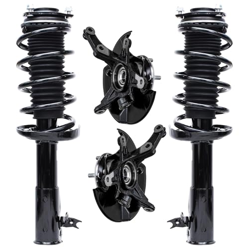 Detroit Axle - Front Loaded knuckle Kit for 2006 2007 2008 2009 2010 2011 Honda Civic, 2 Steering Knuckles & Wheel Hub Bearings Assembly 2 Struts Coil Spring Replacement Suspension - size: 4QU47720-V1/ Big strut kit